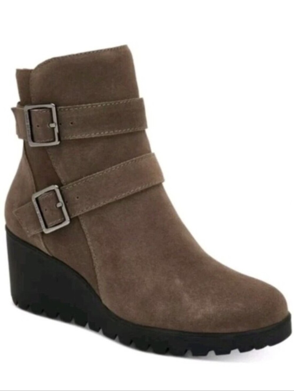 NEW Giani Bernini Sashaa Boots Taupe Suede Wedge Heel Water-Resistant Sz 8